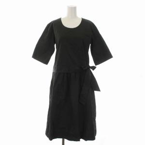 18AW ワンピース ロング コットン シルク混 五分袖 1 S 深緑 ダークグリーン