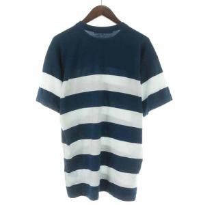 JOHN SMEDLEY Ron Herman ニット カットソー コットン ボーダー ポケット 半袖 L 紺 ネイビー 白 ホワイト