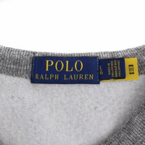 POLO RALPH LAUREN スウェット トレーナー プルオーバー 長袖 クルーネック 裏起毛 ロゴ ワッペン L グレー