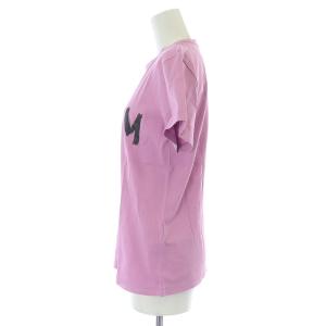 MSGM Tシャツ カットソー 半袖 ブラシストロークロゴ クルーネック S ピンク 黒 ブラック