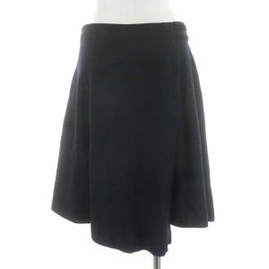 COMME des GARCONS 01AW フレアスカート 2点セット ひざ丈 ウール Beyond Taboo期 レースベルト ストライプ M 紺 ネイビー