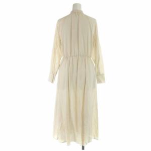 ANAYI 20SS ソフトタイプライタースタンド ワンピース シャツワンピース ロング リボン ペチコート付き 長袖 34 XS ベージュ