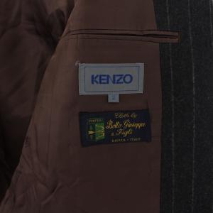 KENZO ヴィンテージ Botto Giuseppe生地 ダブル テーラードジャケット ストライプ カシミヤ混 2 M チャコールグレー