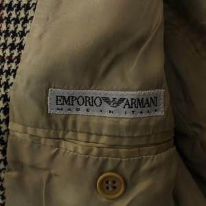 EMPORIO ARMANI テーラードジャケット 総裏地 シングル 3B 千鳥柄 ハウンドトゥース カシミヤ 46 ベージュ