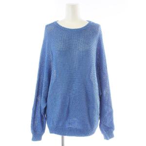 21SS リネンリリー プルオーバーニット カットソー 長袖 麻 38 M 青 ブルー