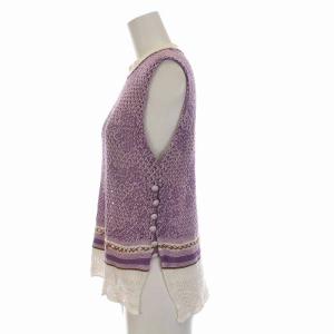 Mame Kurogouchi 19SS Sleeveless Scala Knit Tops ニット ベスト プルオーバー ノースリーブ 1 S 紫 パープル