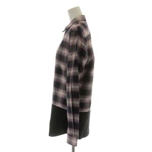 N°21 ブラウス シャツ 長袖 チェック コットン 44 L 紺 ネイビー 赤 レッド