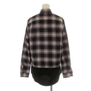 N°21 ブラウス シャツ 長袖 チェック コットン 44 L 紺 ネイビー 赤 レッド