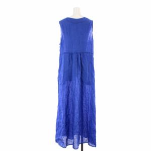 BEAUTY&YOUTH UNITED ARROWS フレンチリネンノースリーブマキシワンピース-ウォッシャブル- ロング フレア 麻 F 青 ブルー 1626-699-3997