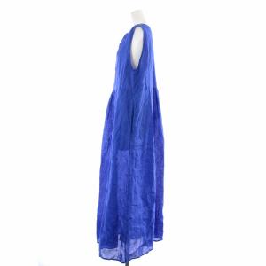 BEAUTY&YOUTH UNITED ARROWS フレンチリネンノースリーブマキシワンピース-ウォッシャブル- ロング フレア 麻 F 青 ブルー 1626-699-3997