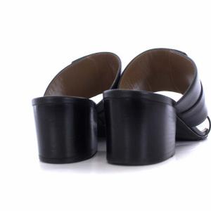 HERMES オヴァシオン ケリー金具 サンダル チャンキーヒール レザー 37 ブラック