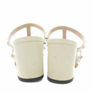 VALENTINO GARAVANI ROCK STUDS MULE SANDALS レザー チャンキーヒール 23cm アイボリー