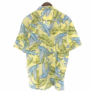 Patagonia アロハシャツ パタロハ オープンカラー コットン トビウオ プリント 半袖 M イエロー