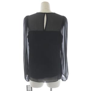 ESTNATION シアーコンビブラウス シャツ 長袖 ボートネック シースルー 36 S 黒 ブラック 12-109-10-090388