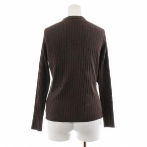LANVIN コレクション COLLECTION カーディガン ニット リブニット 長袖 絹 シルク 38 M 茶 ブラウン