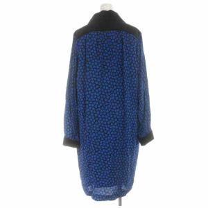 YVES SAINT LAURENT ワンピース ベルベット 切替 ハート M ブルー