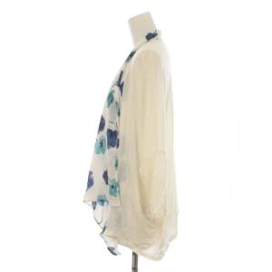 GRACE CONTINENTAL 18SS カーディガン ショールカラー ニット シフォン 切替 花柄 七分袖 36 S 白 ホワイト 水色