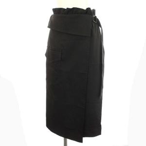 18SS スカート ラップスカート タイト ひざ丈 36 S 黒 ブラック