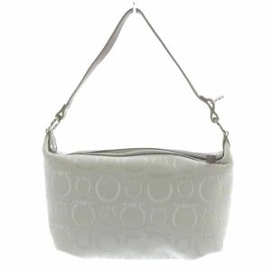 Salvatore Ferragamo マルチポーチ キャンバス レザー ガンチーニ グレー ブラウン