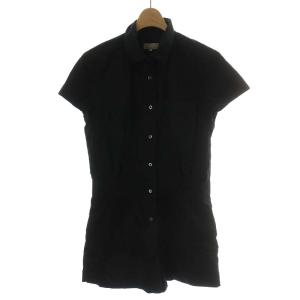 オールインワン サロペット オーバーオール シャツ ショート 半袖 1 S 黒 ブラック