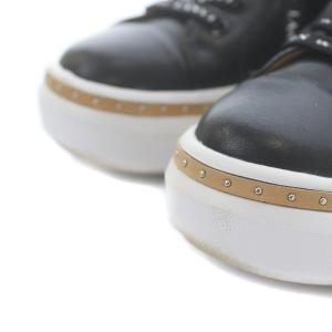 LANVIN en Bleu レースアップスニーカー シューズ ローカット ロゴ レザー エナメル 22.5cm 黒 ブラック 白 ホワイト 2490