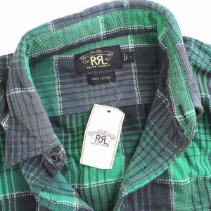 RRL シャツ チェック 長袖 コットン L グリーン グレー