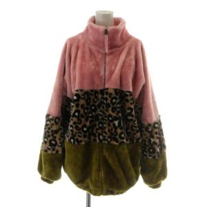 ジャケット ジップアップ レオパード 切替 ボア S マルチカラー