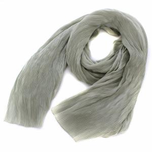 ストール マフラー プリーツ シルク イタリア製 緑 グリーン