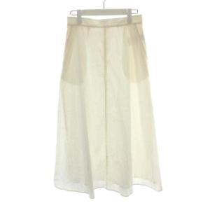 22SS コットンリネンストレッチ セミフレアスカート マキシ ロング 36 S 白 ホワイト