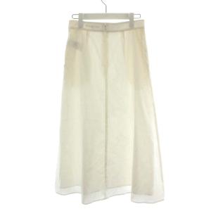 23区 22SS コットンリネンストレッチ セミフレアスカート マキシ ロング 36 S 白 ホワイト