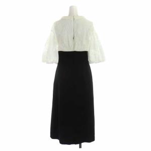 CELFORD 19SS レースコンビワンピース フレアワンピース ロング 切替 七分袖 34 ホワイト 黒