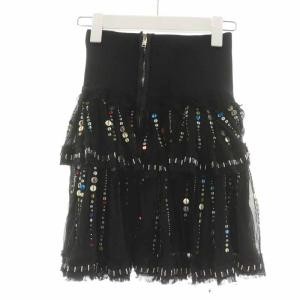 ISABEL MARANT フレアスカート ミニ スパンコール シルク 絹 34 S 黒 ブラック