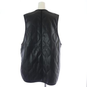 SHIPS フェイクレザー キルティングベスト 中綿ジャケット ブラック