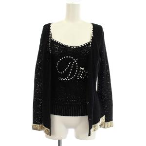 カーディガン アンサンブル レース ニット キャミソール スタッズ 38 ブラック
