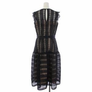 CELFORD 19SS CWF0192035 ストライプレースワンピース 刺繍 38 ブラック