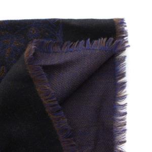 VALENTINO GARAVANI ストール マフラー 大判 ペイズリー柄 ウール フリンジ ブルー ブラック