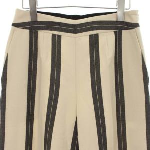 ADORE 21SS ドライクロスパンツ ワイド ストライプ スリット フルレングス 38 M アイボリー 黒 ブラック