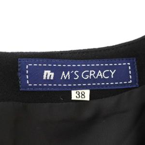 M'S GRACY ワンピース リボン ベルベット 花柄 スパンコール 38 ブラック