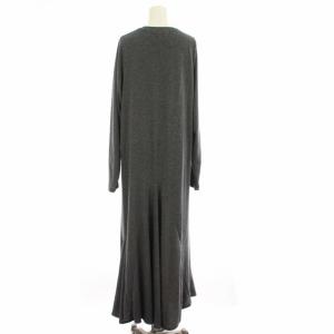 ENFOLD 21AW シフォン裏毛 カットフレアドレープDRESS ワンピース ニット ロング 38 グレー
