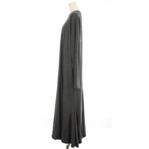 ENFOLD 21AW シフォン裏毛 カットフレアドレープDRESS ワンピース ニット ロング 38 グレー