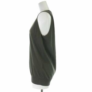 MADISONBLUE 19SS ニット カットソー タンクトップ Vネック コットン ノースリーブ 00 XS カーキ