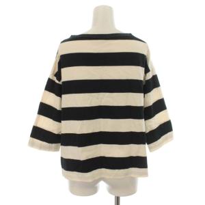 nest Robe カットソー ボーダー ボートネック 七分袖 F 黒 ブラック 白 ホワイト