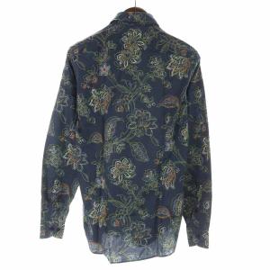 ETRO カジュアルシャツ コットン 花柄 長袖 S ネイビー