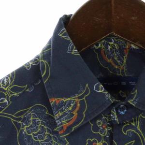ETRO カジュアルシャツ コットン 花柄 長袖 S ネイビー