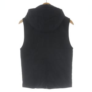 DOLCE&GABBANA 中綿ベスト ジップアップ ハイネック フード ロゴプレート 44 XS 黒 ブラック