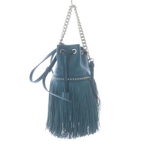 J&M DAVIDSON FRINGE CARNIVAL MINI ハンドバッグ ショルダー 2way チェーン レザー 青