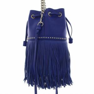 J&M DAVIDSON FRINGE CARNIVAL MINI ハンドバッグ ショルダー 2way スタッズ レザー 青