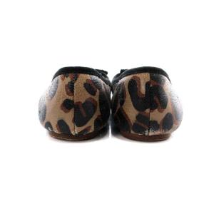 LOUIS VUITTON バレエシューズ フラットシューズ リボン レオパード ヒョウ柄 36.5 23.5cm ベージュ