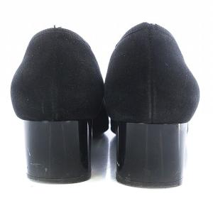 Salvatore Ferragamo My Ferragamo パンプス ヒール ラウンドトゥ ロゴプレート スエード 6 23.5cm 黒 ブラック