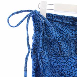 Patagonia フレアスカート ロング ミモレ アシンメトリー 総柄 リボン S 青 ブルー 紺 ネイビー